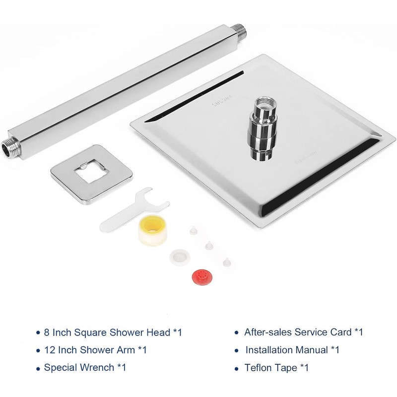 NearMoon Rain Shower Head With Shower Arm, Ceiling Mount Square