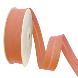 TEXTEX = 20mm Wide Bias Binding Tape 50% Cotton and 50% Polyester. Piece of 10m - (Coral)