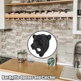 Wall Mount Bottle Opener,Bear Head Shape Bottle Opener,Cast Iron Bear Head Bottle Opener Bar Bottle Opener and Catcher Beverage Bottle Cap Opener Opener Kitchen Tool