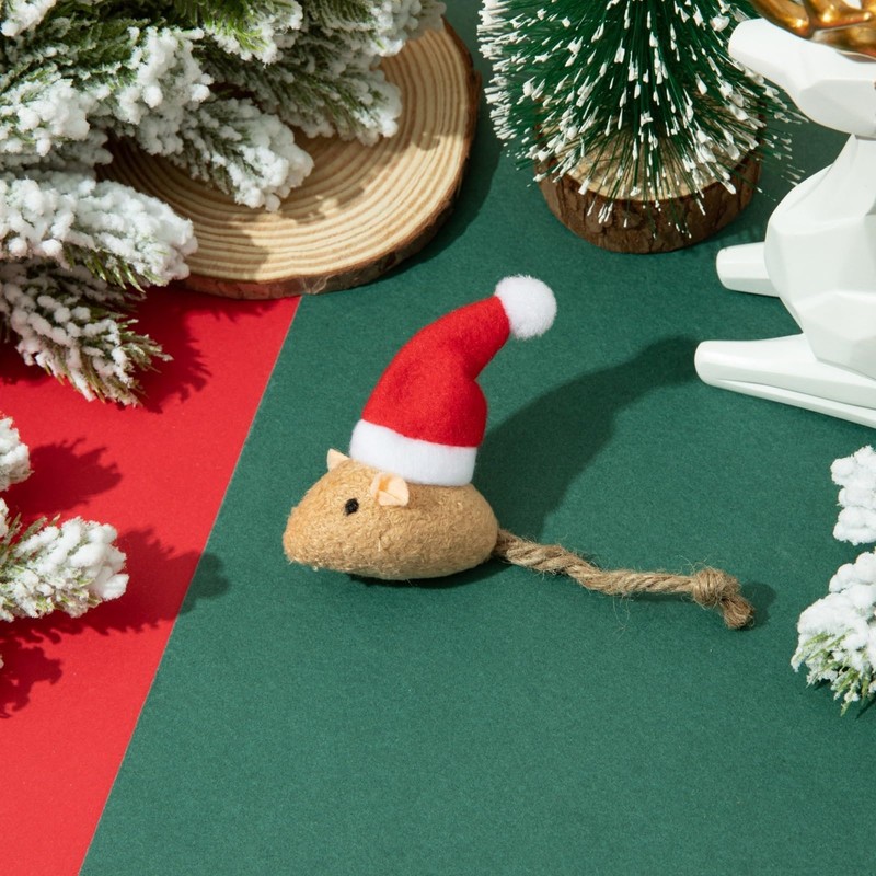 animacoser 6 Pieces Christmas Cat Toys: Interactive Toy Mouse Costume