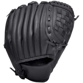 ZYYRSS Baseball Glove for Kids/Teens/Adults, Softball Gloves, Sports Batting Gloves PU Leather Glove for Left Hand, Right Hand Throwing (Black, 11.5")