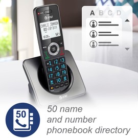 AT&T GL2101 DECT 6.0 Cordless Home Phone with Call Block, Caller ID, Full-Duplex Handset Speakerphone, 2" White Backlit Display, Lighted Keypad (Graphite & Black)