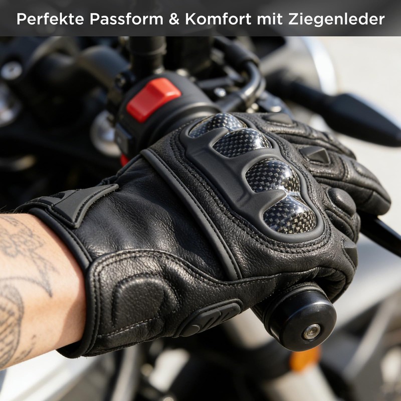 evermotor Winter Motorcycle Gloves, Goat Leather, Touchscreen Gloves, Waterproof, Certified,