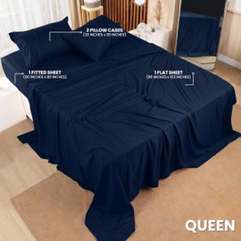 Utopia Bedding Queen Bed Sheets Set - 4 Piece Bedding - Brushed Microfiber - Shrinkage and Fade Resistant - Easy Care (Queen, Navy)
