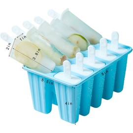 Popsicle Molds 10 Pieces Silicone Ice Pop Molds BPA Free Reusable Popsicle Mold Easy Release Ice Pop Maker with Popsicles Recipes,Cleaning Brush and Funnel