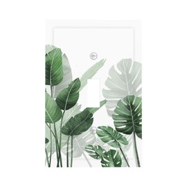 Nijuodnijir Decorative Light Switch Cover Boho Tropical Plant Natural Palm Leaf 1 Gang Single Toggle Device Electrical Faceplate Switchplates Decorator Outlet Wall Plate For Bed Room Living Room Decor