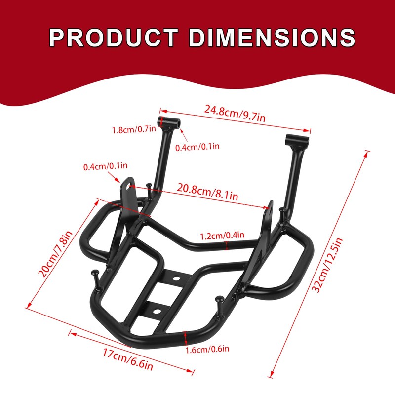 WORLDMOTOP Motorcycle Rear Luggage Rack Tail Storage Rack Cargo Replacement