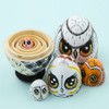 5 Pcs Wooden Owl Dolls Handmade Matryoshka Doll Egg Stackable