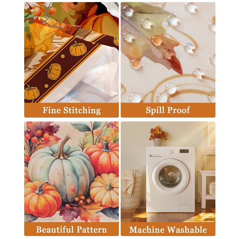 Honellaty Thanksgiving Tablecloth for Rectangle Tables, 60 x 84 Inch