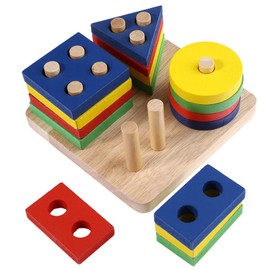 Wooden Wooden Wooden Shape Block Wooden Shape Matching Stick Stick Toy Educational Toy Baby Shower Gift Birthday Gift for Babies, Toddlers and Children