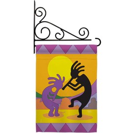 Kokopelli Garden Flag Set Wall Holder Country Living Southwest Desert Cactus Succulent Particular Area Small Decorative Gift Yard House Banner Double-Sided Made In USA 13 X 18.5