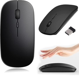 Wireless Mouse, Ultra Slim Mini 2.4 GHz Cordless Mice, gaming mouse, Bluetooth Mouse with USB Receiver, Mice Optical Scroll, Mouse for laptop with Adjustable 1600 DPI 3 for PC, Computer. (Black)