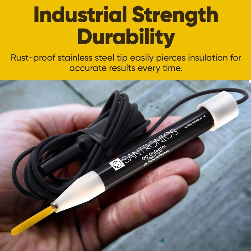 Santronics DC Detector 6-50V, Industrial Strength Sensor with Audio-Visual Alert,