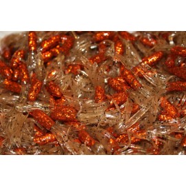 Killer Jigs 100 pk 1.5" Scale Orange / Pumpkinseed Crappie Fishing Tube Jig Skirts Bluegill