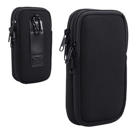 Cell Phone Belt Bag Men, Cell Phone Waist Belt Holder with Clip Men, 6.9" Women Men Zipper Pockets with Neck Lanyard Universal Cellphone Purse Handbag Outdoor Waist Pack Bag Sports Fanny Pack, Black