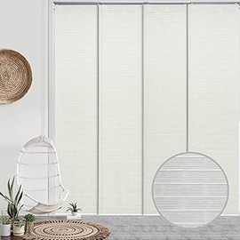 GoDear Design Deluxe Adjustable Sliding Panel Track Blind 45.8"- 86" W x 96" H, Extendable 4-Rail Track Vertical Blind, Trimmable Natural Woven Fabric, Woven Brick Pattern Temporary Wall, Leisure