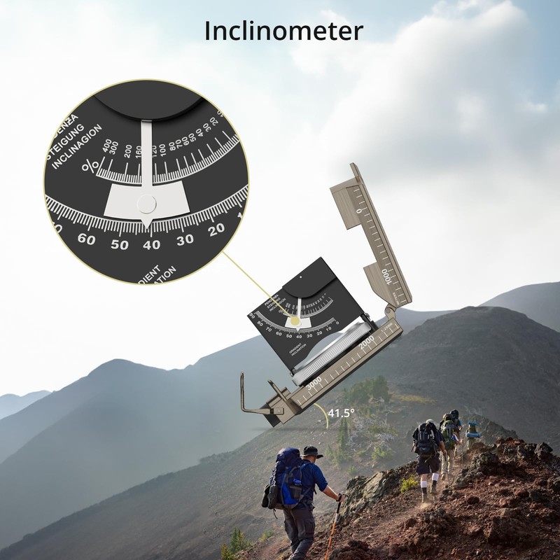 Anbte Hiking Compass, IP65 Waterproof Metal Compass with Sighting Clinometer,