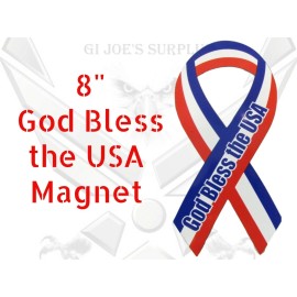 New Single God Bless the USA 8" Ribbon Auto Magnets H1