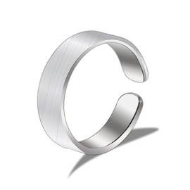 ALEXCRAFT S925 Chunky Ring Silver Matt Brushed Women Men Open Adjustable Gifts for Women Girlfriend Mum Girls Valentine's Day Width 5 mm 10 mm 15 mm