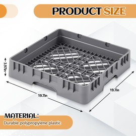 Aurelema Commercial Dishwasher Tray Rack Polypropylene Full Size Flatware Rack for Bowls Plates Knives Forks Cups, Gray