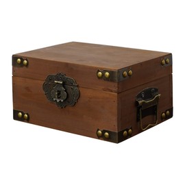 Kepciti Wooden Storage Box Durable Wooden Treasure Box, Vintage Wooden Decorative Treasure Box, Decorative Box with Lid Storage Box (8.66 * 6.29 * 4.33inch)