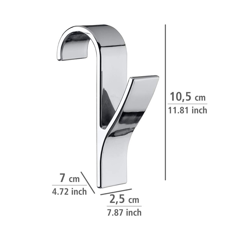 WENKO Door/Radiator Hooks, Chrome, 7 x 2.5 x 10.5 cm