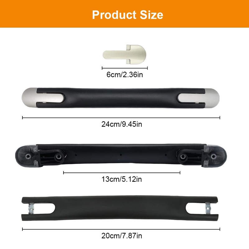 Pack of 2 Suitcase Handle Replacement Black, 24 cm Luggage