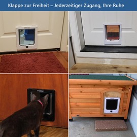 CEESC Large Cat Flap for Indoor/Outdoor Doors, Weatherproof, Rotating 4-Way Locking Pet Door for Cats & Dogs with a Circumference of up to 60 cm, Improved Version (L, Black)