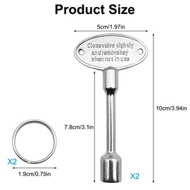 2 Pcs 3 Inch Gas Fireplace Key Fits 1/4" and 5/16" Turn Ball Valve, Gas Valve Key for Gas Fire Pits and Fireplaces, with 2 Key Ring, Universal Gas Key for Fireplace Gas Valve Fits,Chrome-Plated Brass