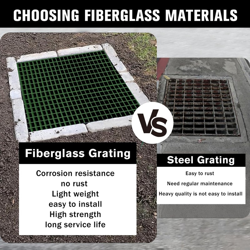 Agfabric 1x4ft Fiberglass Drain Grating 1''Thickness, Non-Slip Floors Cover, Rustless