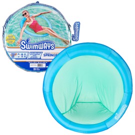 SwimWays Spring Float Premium Papasan Pool Lounger, Inflatable Pool Floats Adult with Fast Inflation for Ages 15 & Up, Sky Blue
