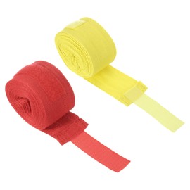 PATIKIL Boxing Hand Wraps, 1 Set 197 Inch Length Elastic Boxing Wraps Cotton Fist Mitts Wrist Straps Protection for Muay Thai Martial Arts Kickboxing Bandages, Red Yellow
