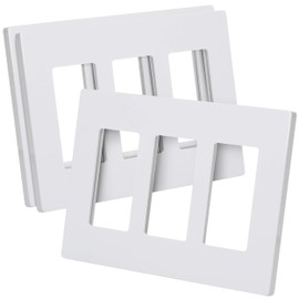 Bates- Screwless Decorator Wall Plates, White, 3 Pack, Screwless Wall Plates 3 Gang, Switch Cover Plate, Electrical Outlet Cover