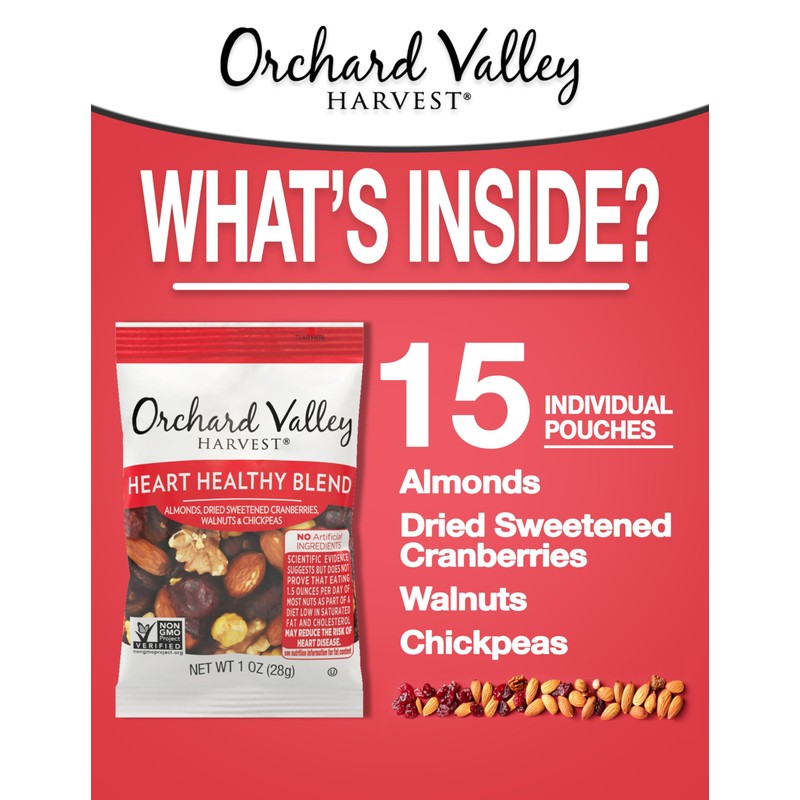 Orchard Valley Harvest Heart Healthy Blend, 1 Ounce Bags (Pack