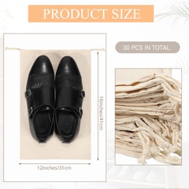 Hillban 30 Pcs 10 x 15 Inch Shoes Bag for Travel Storage Dust Proof Cotton Drawstring Bag Breathable Pouch for Travel Home Pantry Accessories