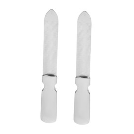 Baluue 2pcs Stainless Steel Nail Files Manicure Pedicure Tools for Trimming and Shaping Natural False Design for Salon