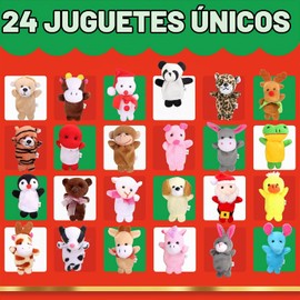 JOYIN Calendario de Adviento de Navidad 2025 con marionetas de dedo, calendario de Adviento de cuenta regresiva de 24 días con marionetas de dedos de animales de felpa para niñas, regalos de fiesta de