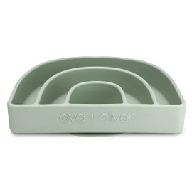 AVA + OLIVER Silicone Rainbow Plate | BPA-Free Divided Design with Non-Slip Suction Base (Mint)