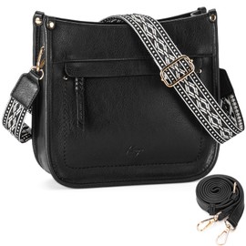 KASQO Crossbody Bag for Women, Vegan Leather Shoulder Bag Ladies Cross Body Hobo Handbags Purse Bags With Guitar Strap for Travel Work Daily, Black