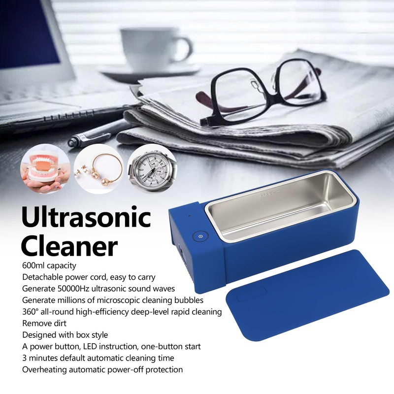 Ultrasonic Cleaner Mini 600ml 50kHz Ultra Sonic Tank Bath Cleaning