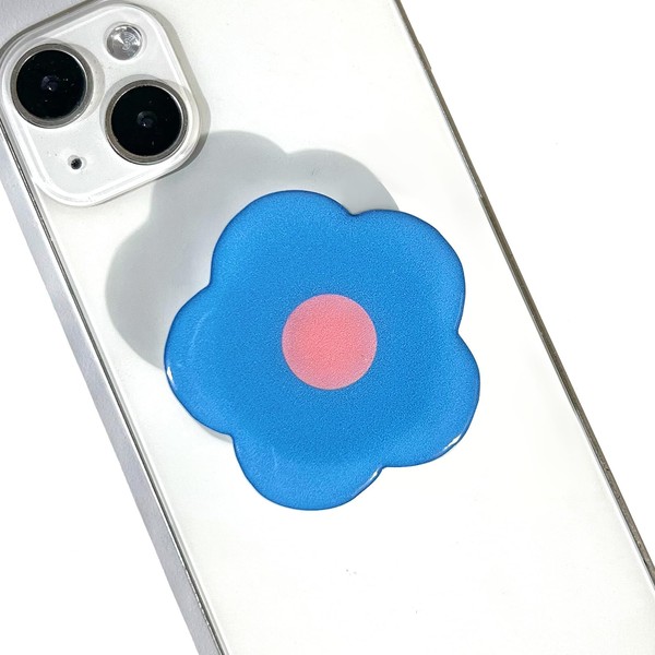 Cartoon Flower Mobile Phone Grip,Simple Blue Color Mobile Phone Holder,Folding