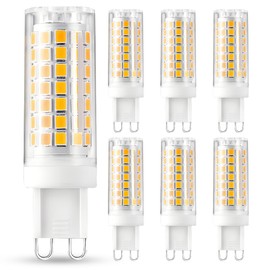 Geminilite G9 LED Bulbs 7W G9 Bi-Pin Base 70W Halogen Bulbs Equivalent Warm White 2700K 800lm T4 Lamp Bulb, Non-Flicker, Non-Dimmable 360°Beam Angle,120V Pack of 6