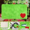 HunnmingRe Lime Green Furry Christmas Mat with Red Heart Pattern