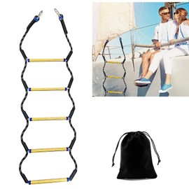 Boat Rope Ladder 5 Step, Airsearth Load Capacity 400 lbs Rope Ladder for Inflatable Boat, Kayak, Motorboat, Canoeing, Fishing Boat, Extra Long Portable Marine Boarding Five Tire Rope Ladder (1pcs)