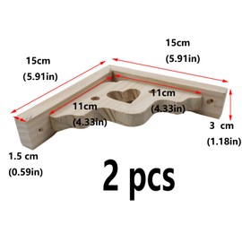 Antrader 2PCS Wooden Shelf Brackets,6" Wall Mount Natural Wood Bracket,Solid Bracket Shelf Supports Kits