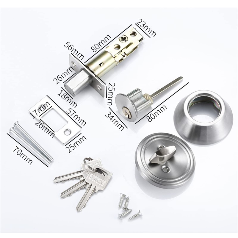 Hotiko Deadbolt Door Lock Latch Stainless Steel Security Lock for