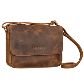 STILORD 'Elina' Stylish Shoulder Bag Women's Leather Vintage Handbag Small Crossbody Bag for Women Leather Bag for Going Out Women's Handbag Genuine Leather, Sepia - Brown