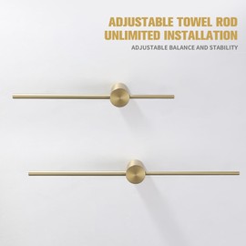 HAIYUNDA Adjustable Bath Towel Bar Single Bars Towel Rack Rod Wall Mounted SUS304 Stainless Steel Bathroom Towel Holder Toilet Kitchen Towel Shelf Single Layer Modern (Brushed Gold(720mm))