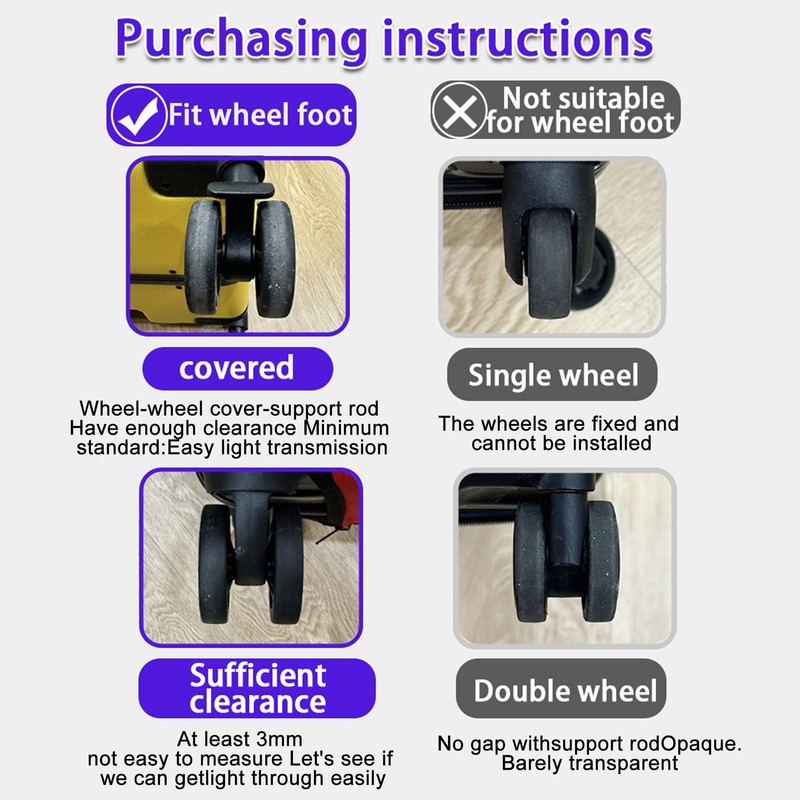 CJKDXDH Silicone Luggage Wheel Covers, 8 Pcs Anti Noise Wear-Resistant