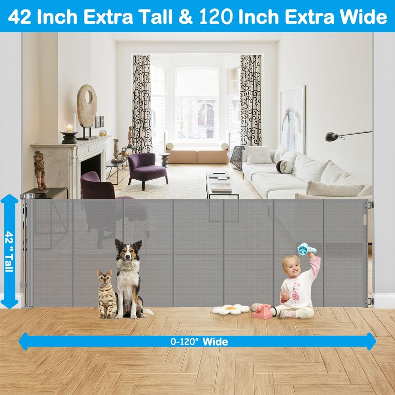 Reinforced 42" Extra Tall X 120" Extra Wide Retractable Dog